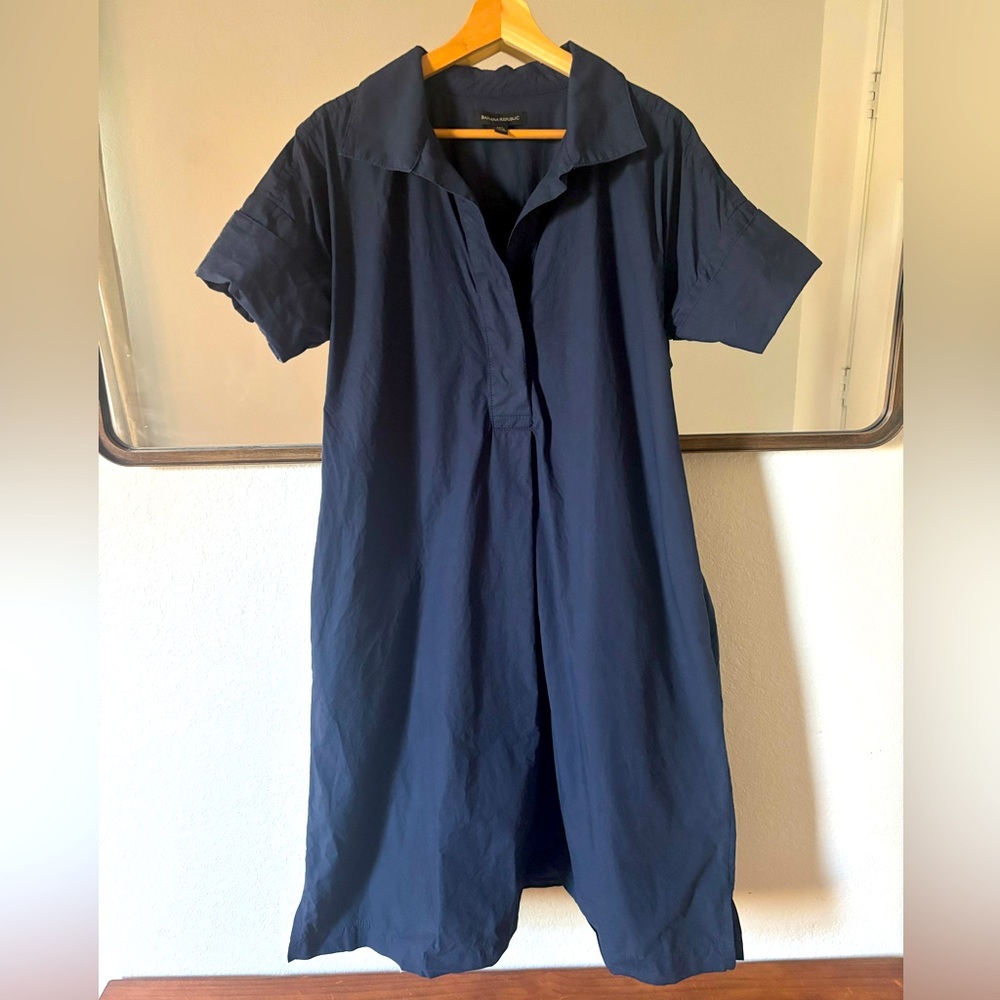 Banana Republic Navy Rhyan Poplin Maxi Dress, Size Medium / Large